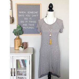 KK INTL. Hi-Low Short Sleeve Gray Dress Size XS